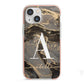 Black and Gold Marble iPhone 13 Mini TPU Impact Case with Pink Edges