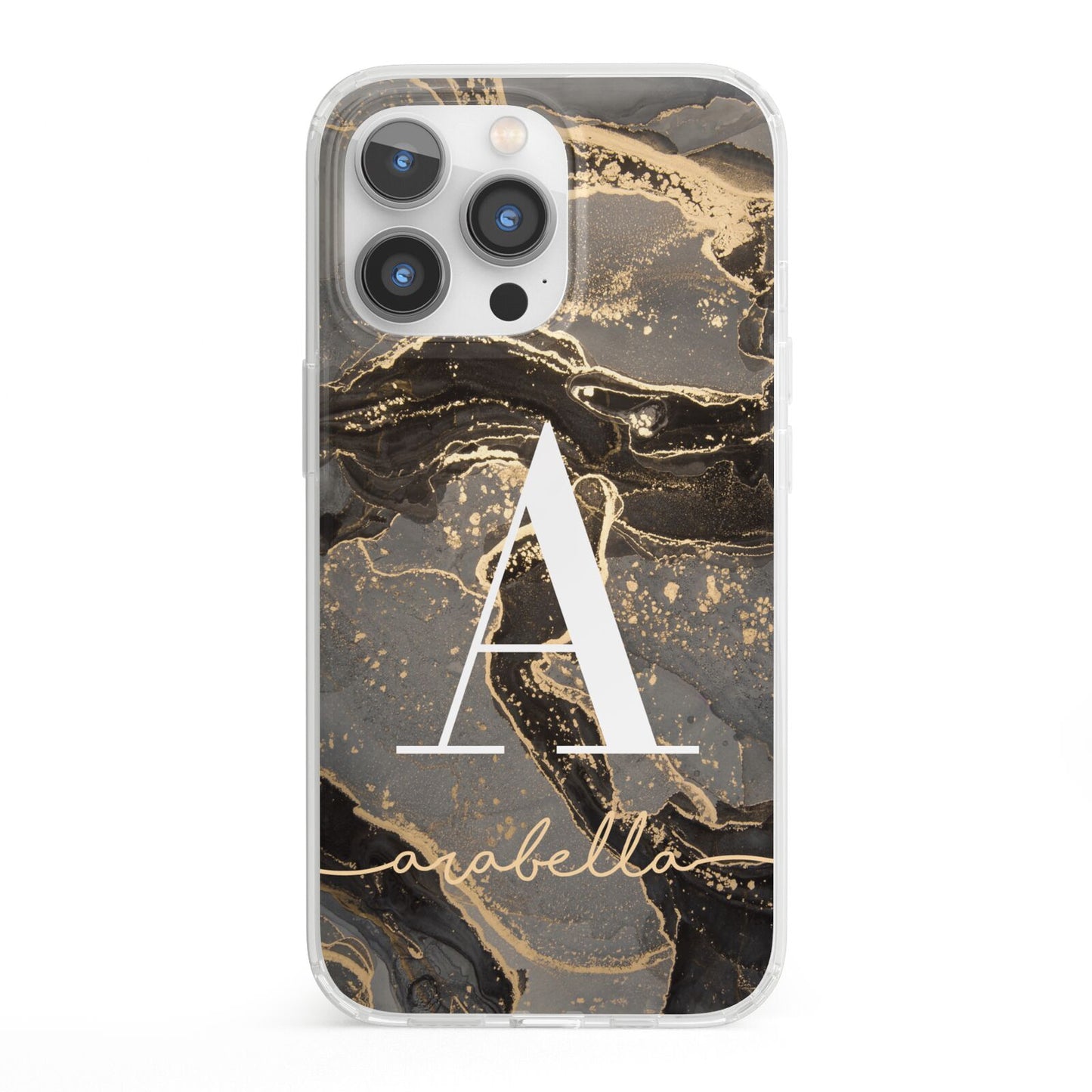Black and Gold Marble iPhone 13 Pro Clear Bumper Case