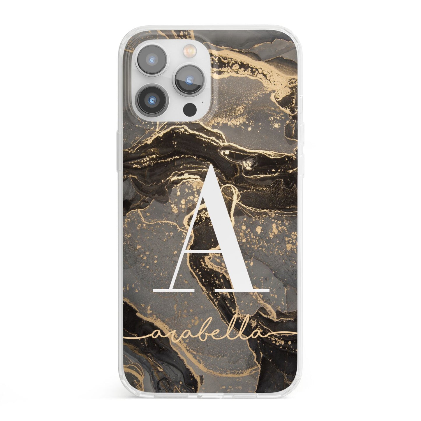 Black and Gold Marble iPhone 13 Pro Max Clear Bumper Case
