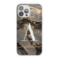 Black and Gold Marble iPhone 13 Pro Max TPU Impact Case with White Edges