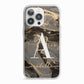 Black and Gold Marble iPhone 13 Pro TPU Impact Case with White Edges