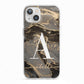 Black and Gold Marble iPhone 13 TPU Impact Case with White Edges