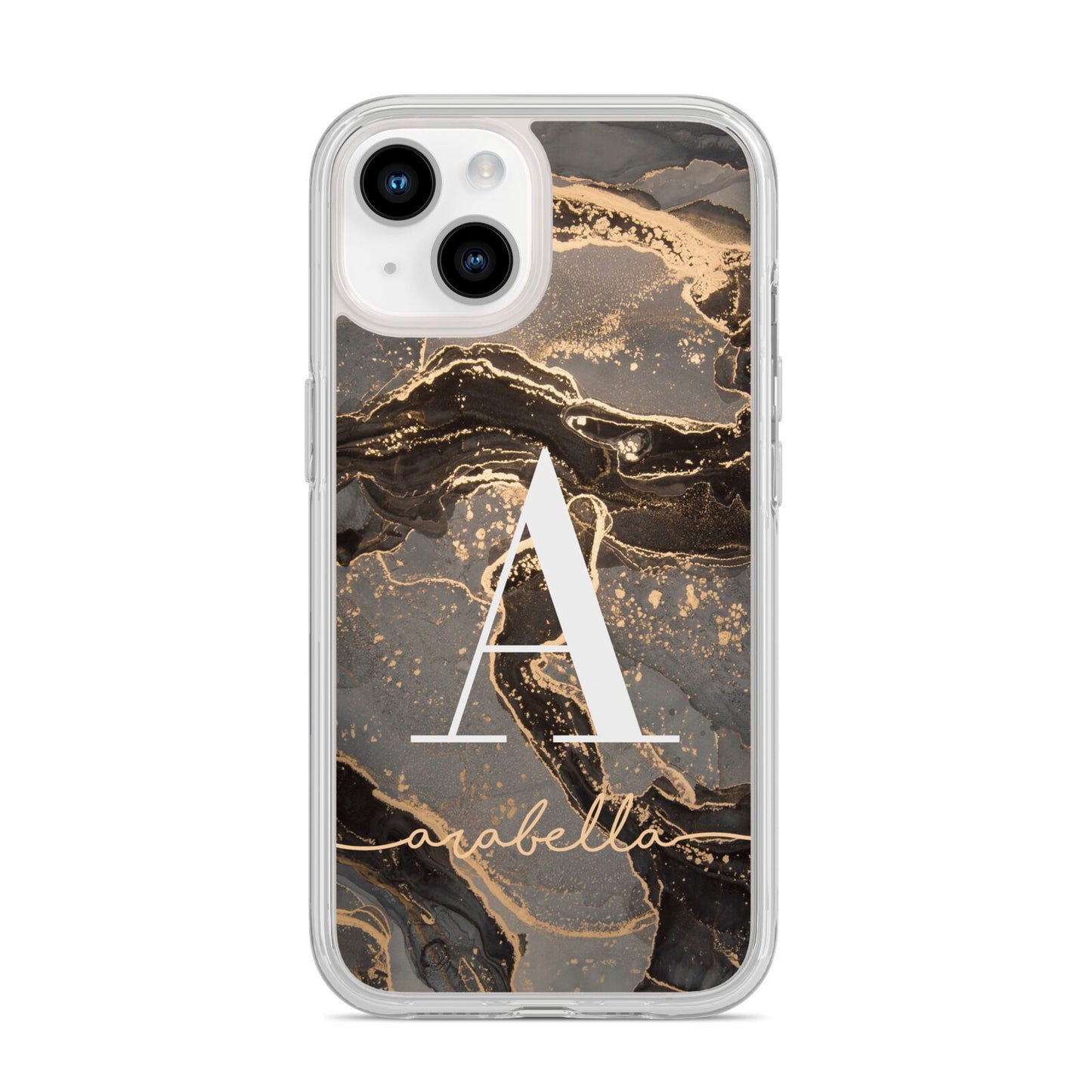 Black and Gold Marble iPhone 14 Clear Tough Case Starlight