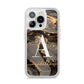 Black and Gold Marble iPhone 14 Pro Clear Tough Case Silver