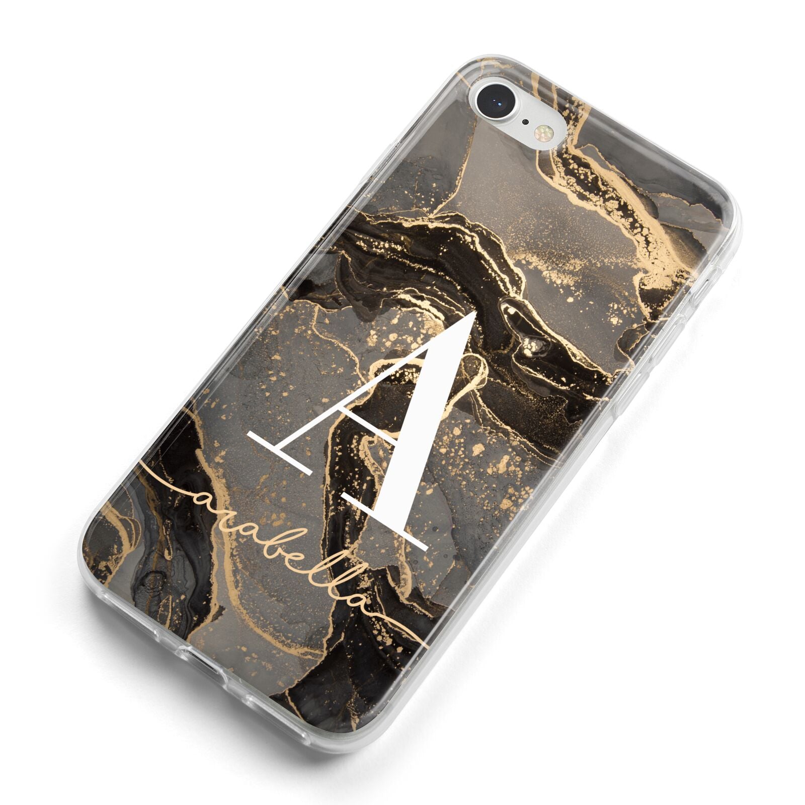 Black and Gold Marble iPhone 8 Bumper Case on Silver iPhone Alternative Image