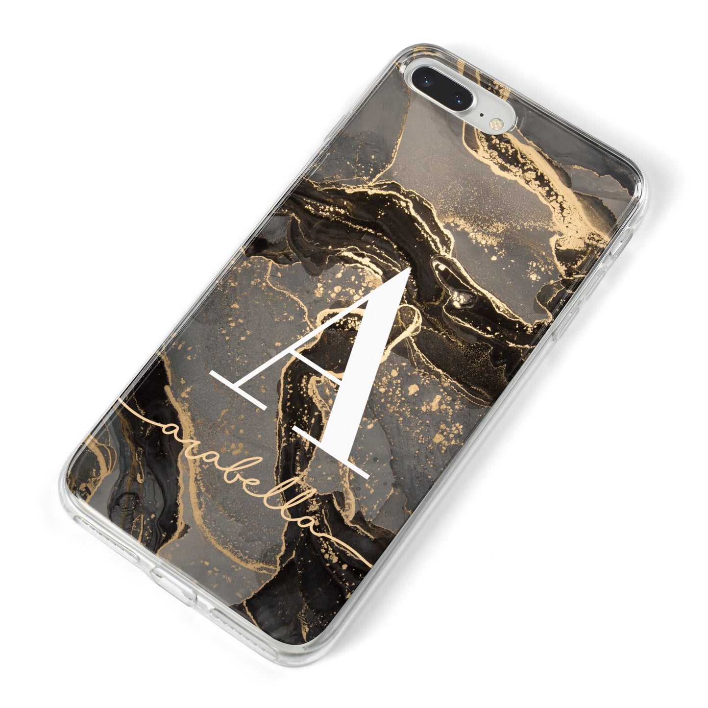 Black and Gold Marble iPhone 8 Plus Bumper Case on Silver iPhone Alternative Image