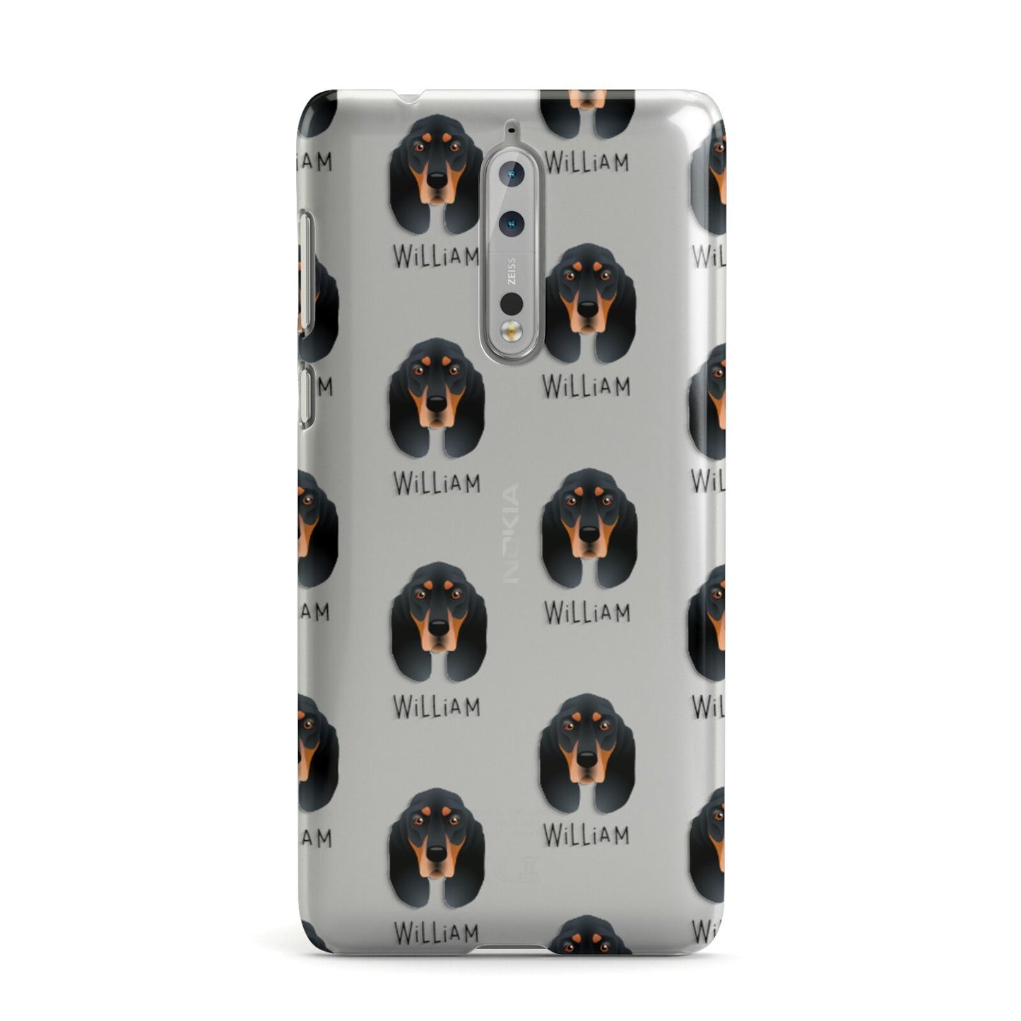 Black and Tan Coonhound Icon with Name Nokia Case