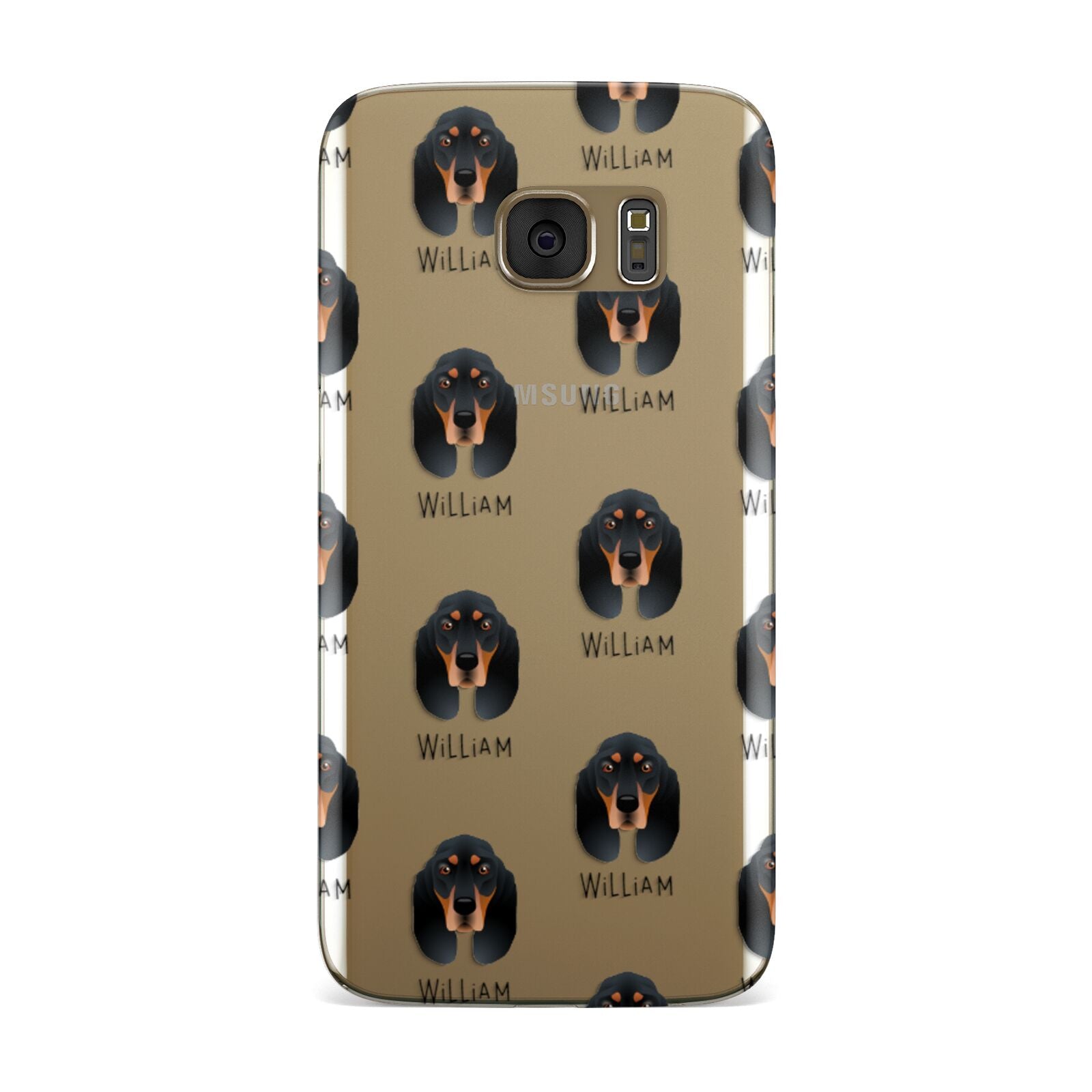 Black and Tan Coonhound Icon with Name Samsung Galaxy Case