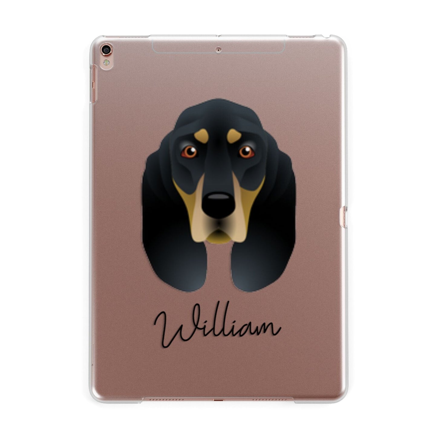 Black and Tan Coonhound Personalised Apple iPad Rose Gold Case