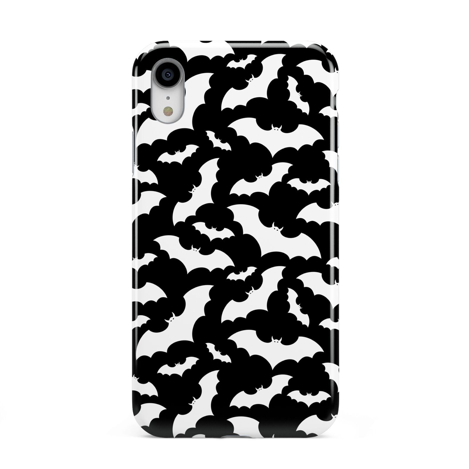 Black and White Bats Apple iPhone XR White 3D Tough Case