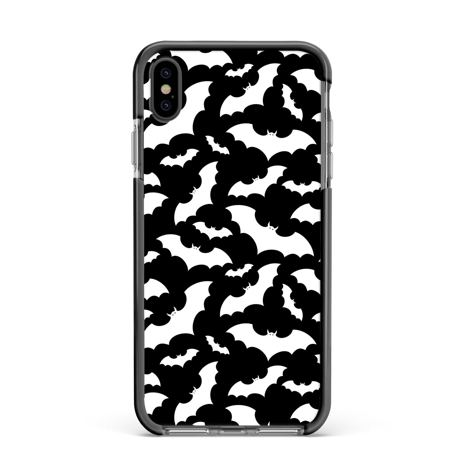 Black and White Bats Apple iPhone Xs Max Impact Case Black Edge on Black Phone