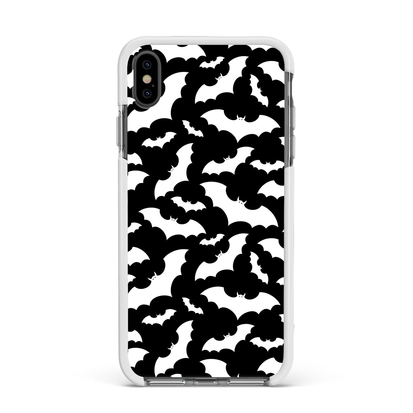 Black and White Bats Apple iPhone Xs Max Impact Case White Edge on Black Phone