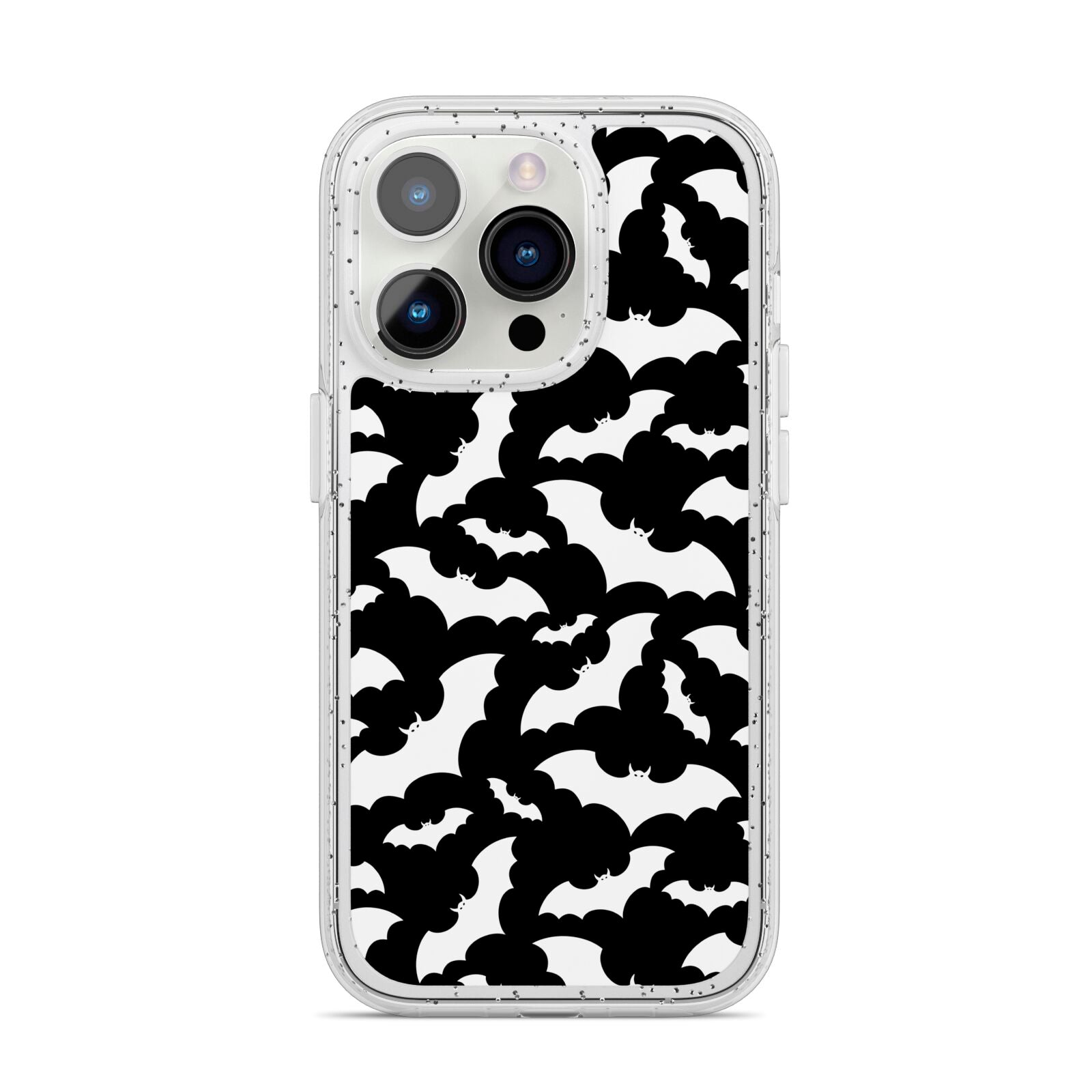 Black and White Bats iPhone 14 Pro Glitter Tough Case Silver