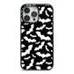 Black and White Bats iPhone 14 Pro Max Black Impact Case on Silver phone