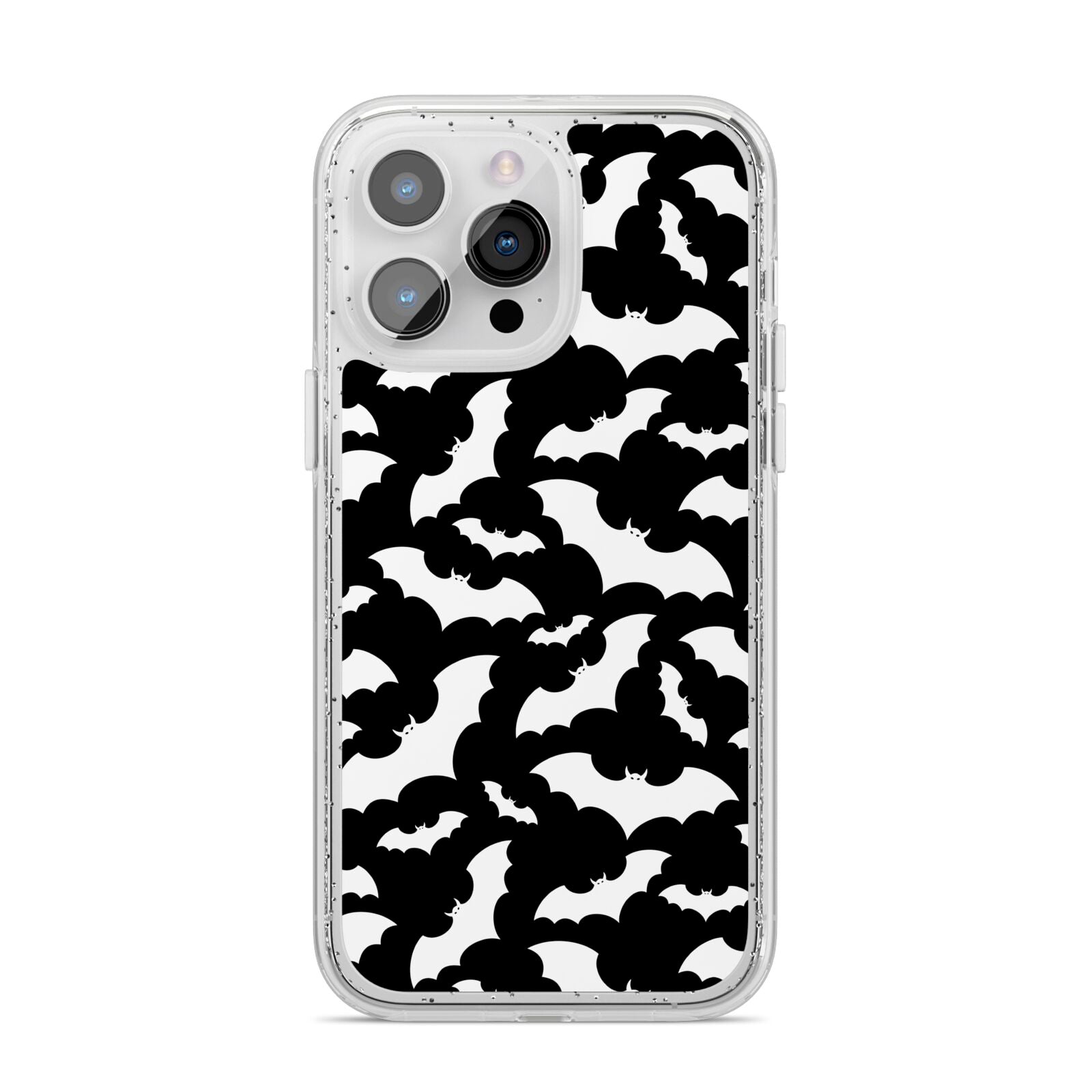 Black and White Bats iPhone 14 Pro Max Glitter Tough Case Silver