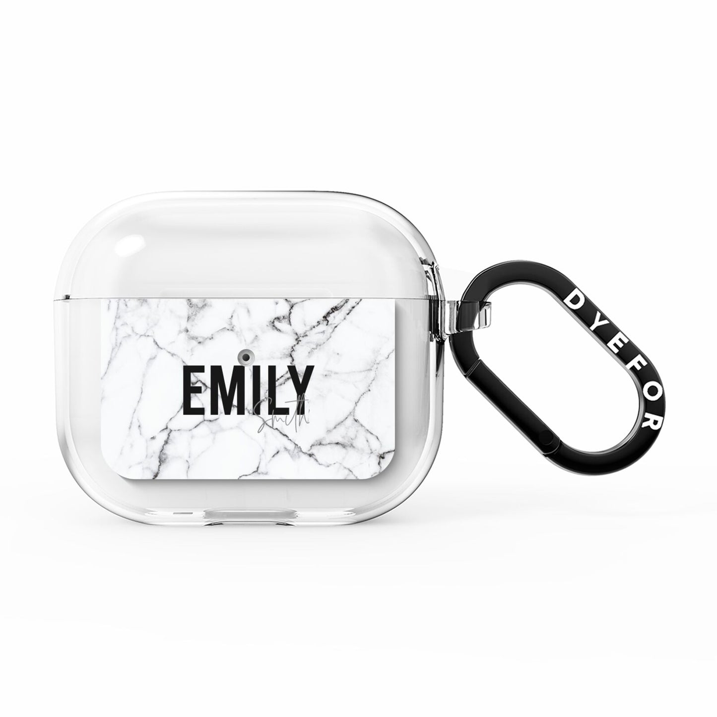 Black and White Personalised Marble Block Text AirPods Clear Case 3rd Gen