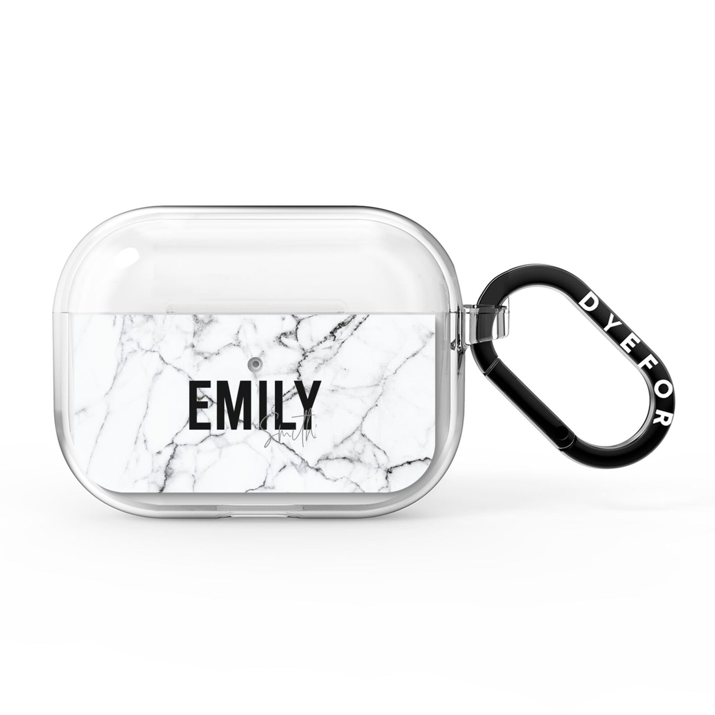 Black and White Personalised Marble Block Text AirPods Pro Clear Case