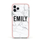 Black and White Personalised Marble Block Text Apple iPhone 11 Pro in Silver with Pink Impact Case