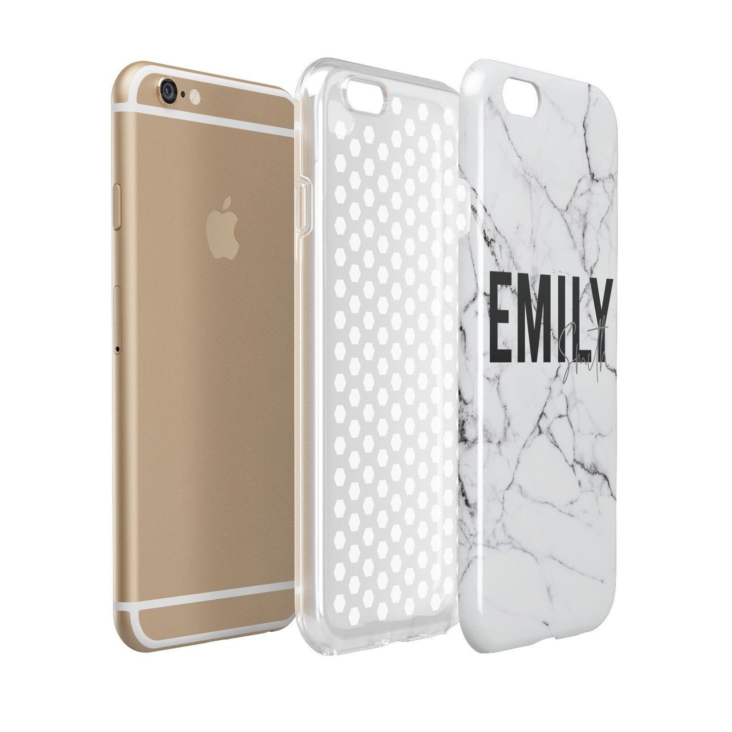 Black and White Personalised Marble Block Text Apple iPhone 6 3D Tough Case Expanded view