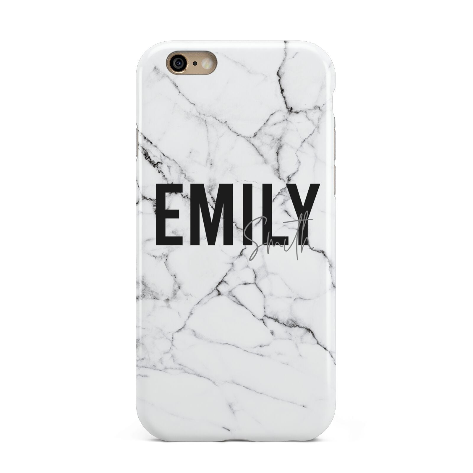 Black and White Personalised Marble Block Text Apple iPhone 6 3D Tough Case
