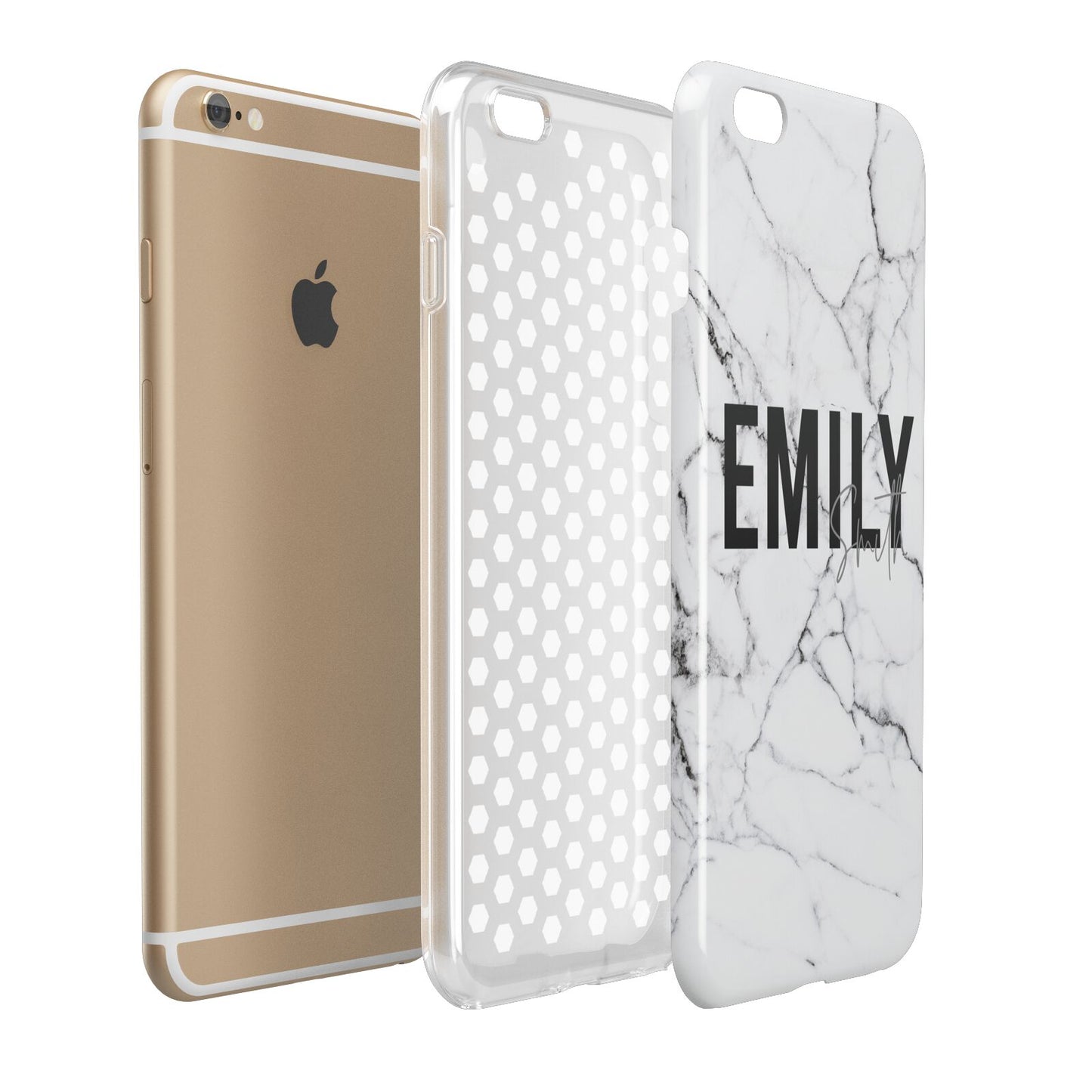 Black and White Personalised Marble Block Text Apple iPhone 6 Plus 3D Tough Case Expand Detail Image