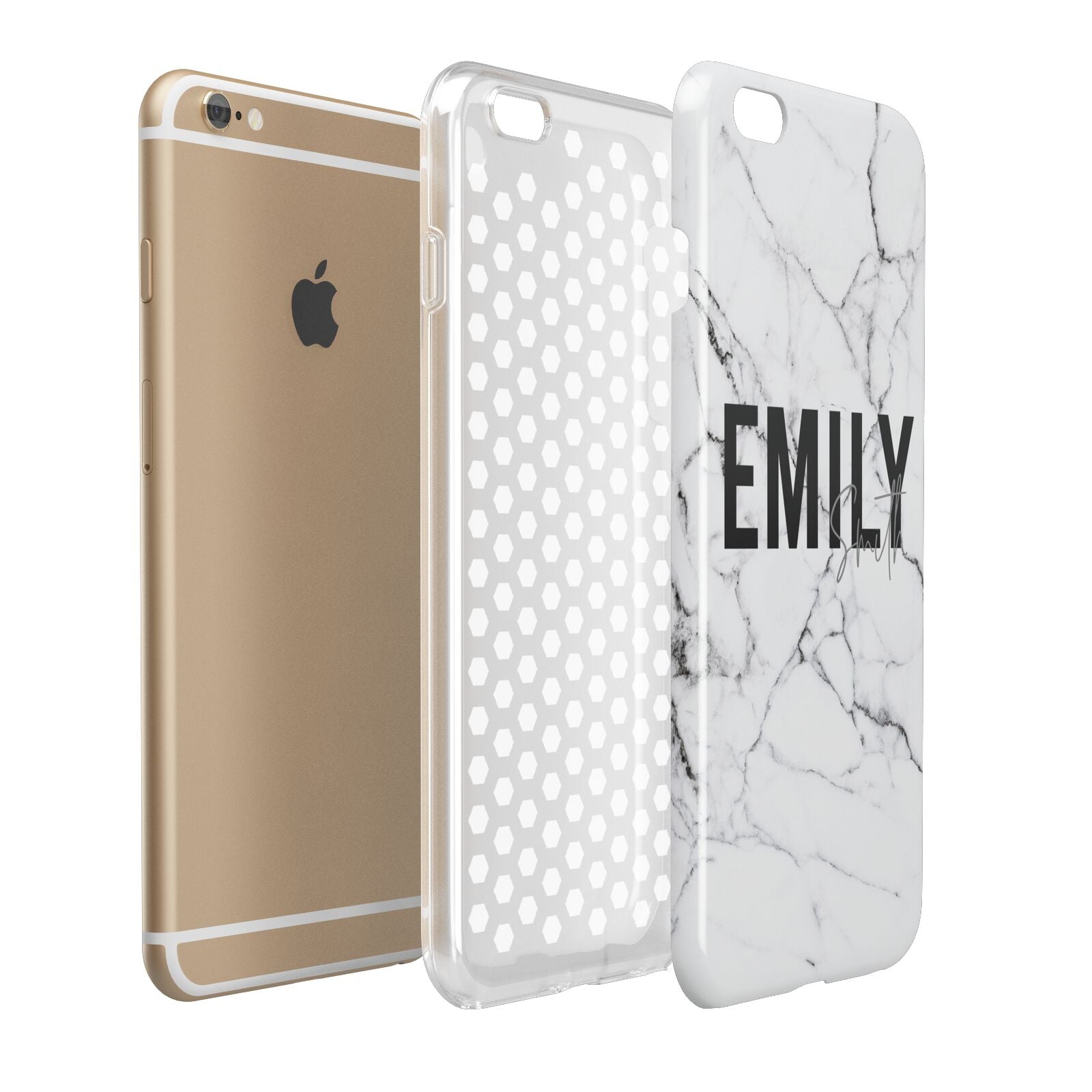 Black and White Personalised Marble Block Text Apple iPhone 6 Plus 3D Tough Case Expand Detail Image