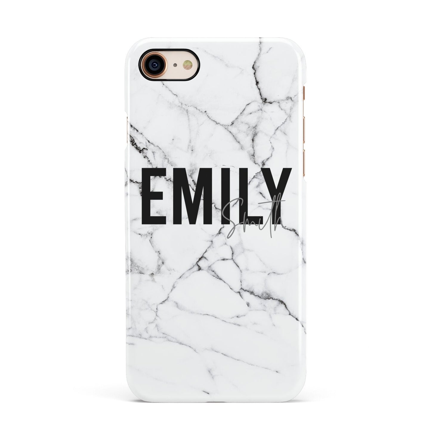 Black and White Personalised Marble Block Text Apple iPhone 7 8 3D Snap Case