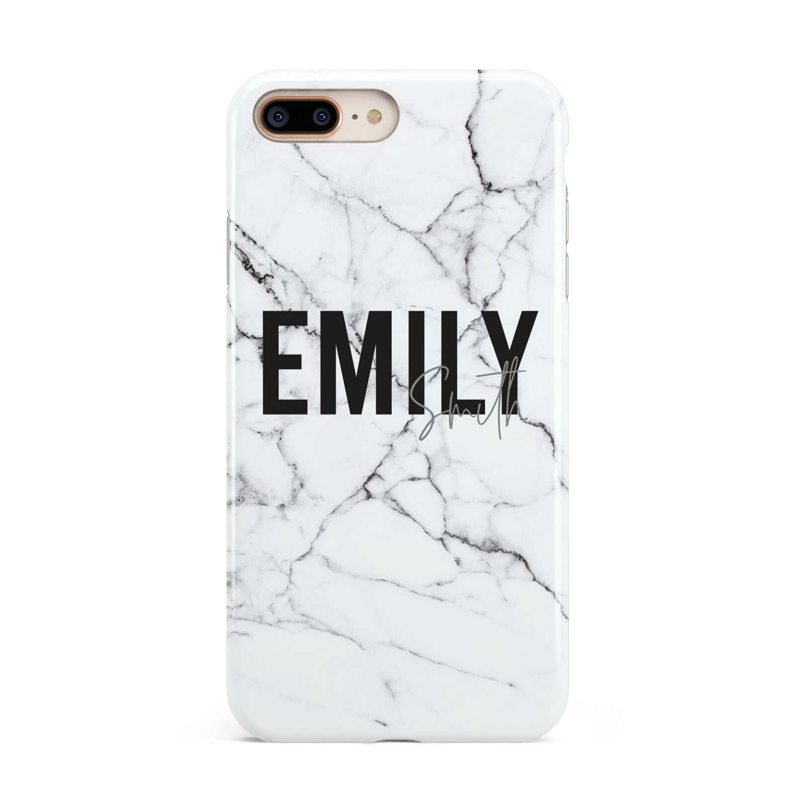 Black and White Personalised Marble Block Text Apple iPhone 7 8 Plus 3D Tough Case