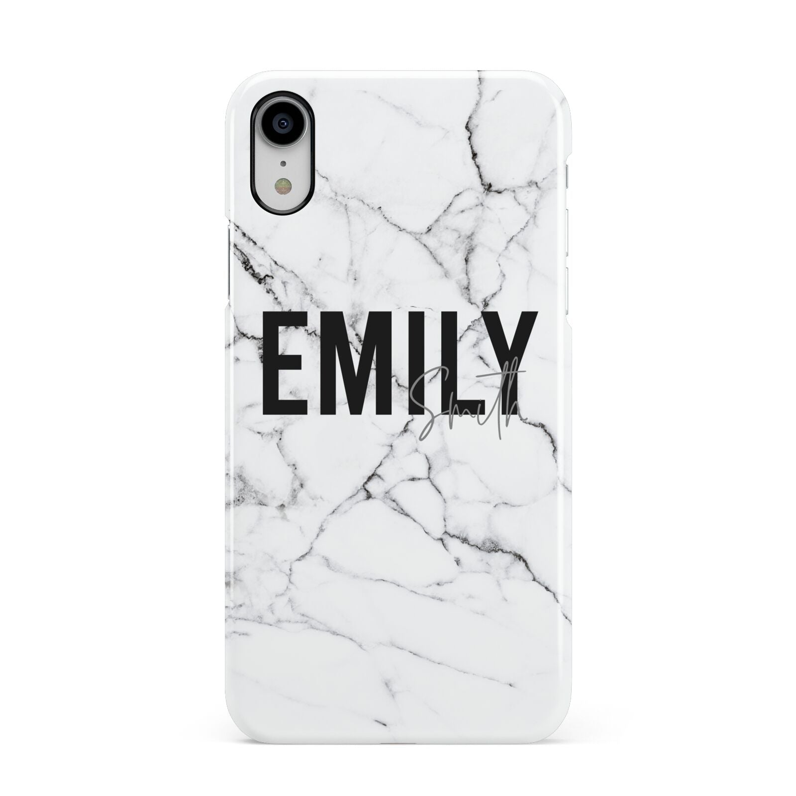 Black and White Personalised Marble Block Text Apple iPhone XR White 3D Snap Case