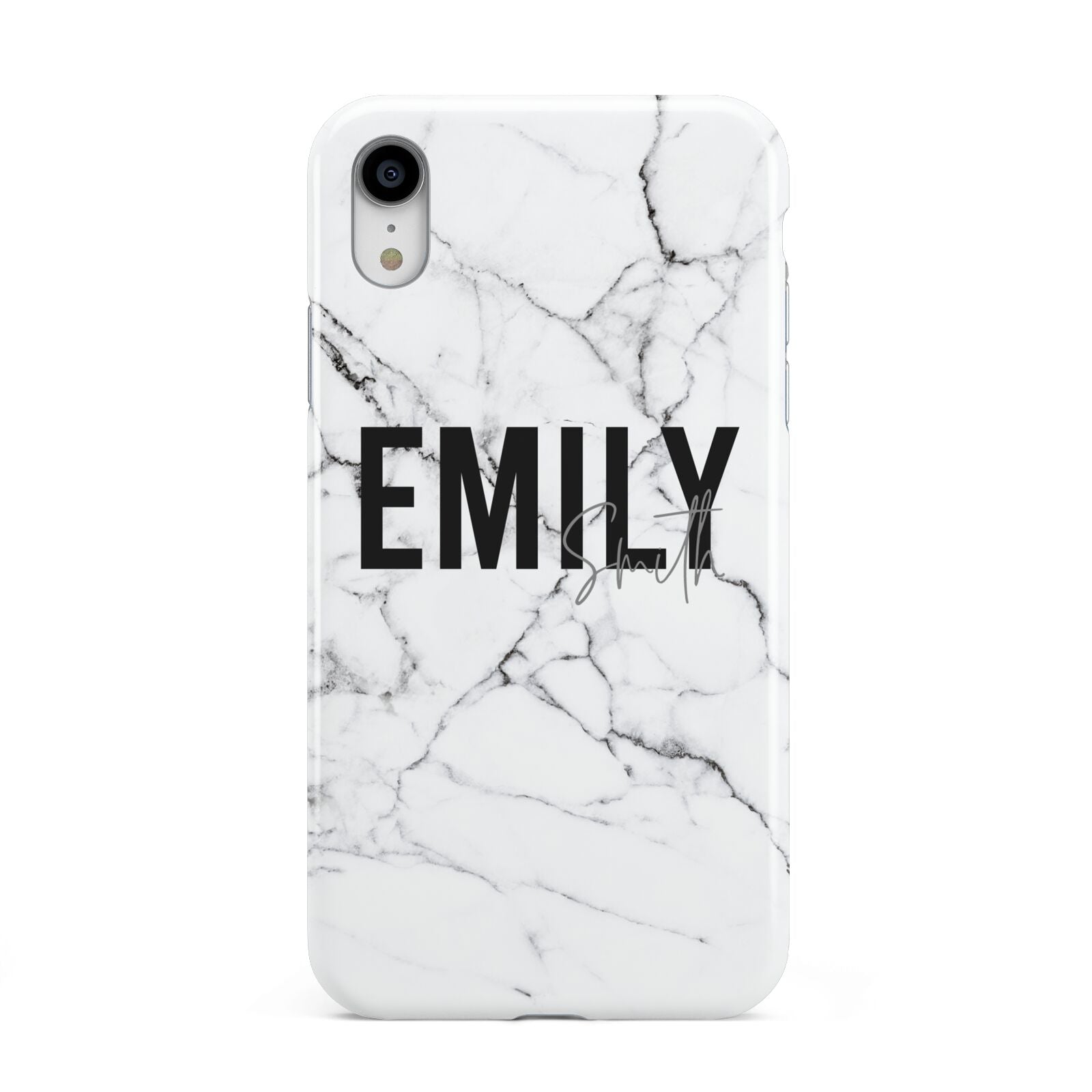 Black and White Personalised Marble Block Text Apple iPhone XR White 3D Tough Case