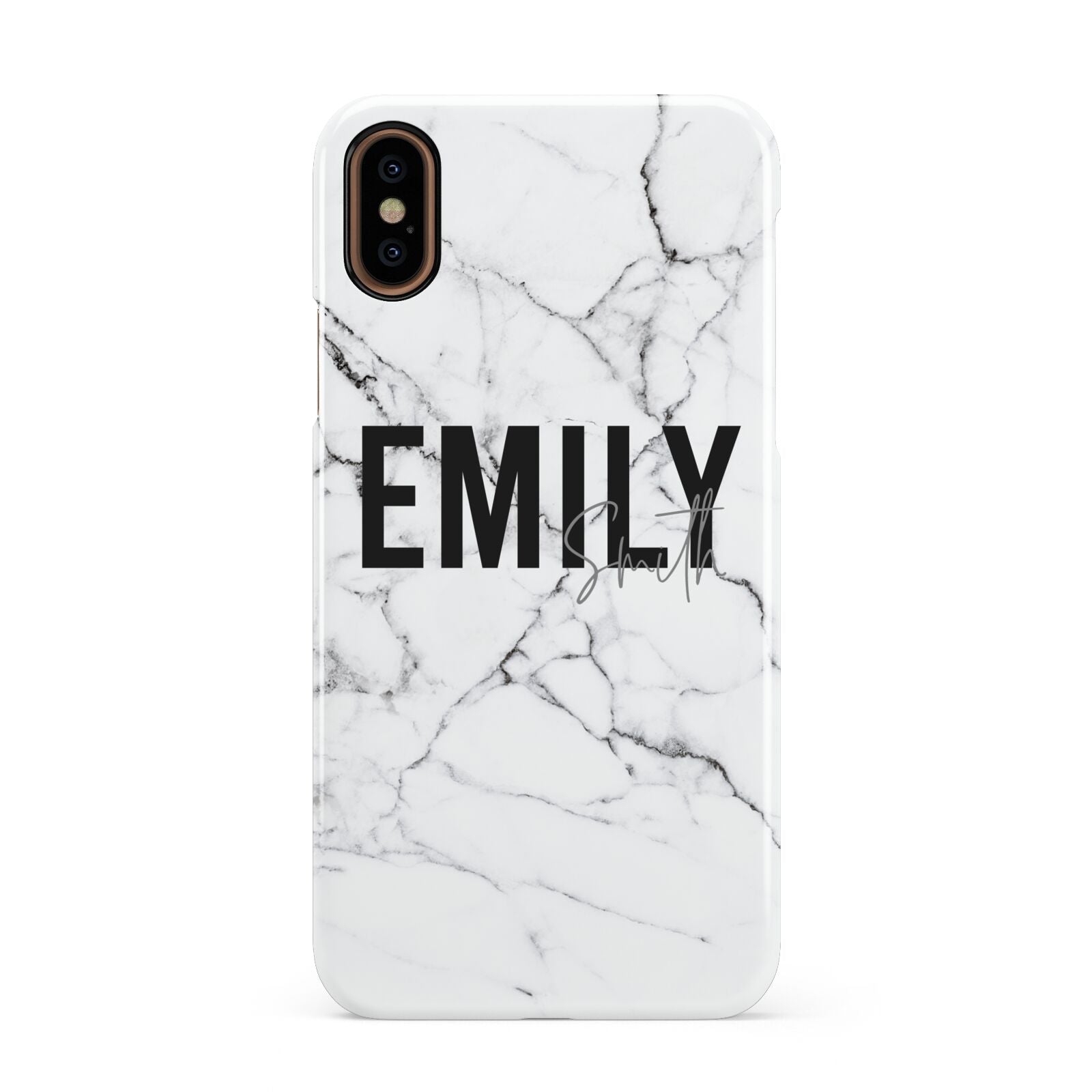 Black and White Personalised Marble Block Text Apple iPhone XS 3D Snap Case