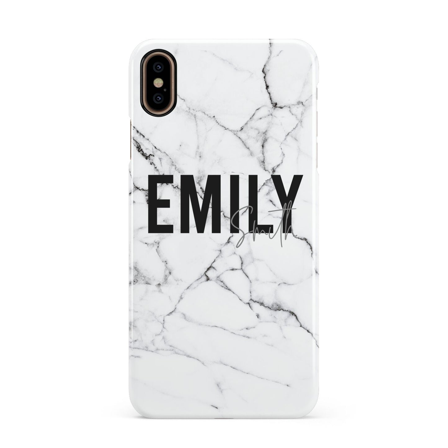 Black and White Personalised Marble Block Text Apple iPhone Xs Max 3D Snap Case