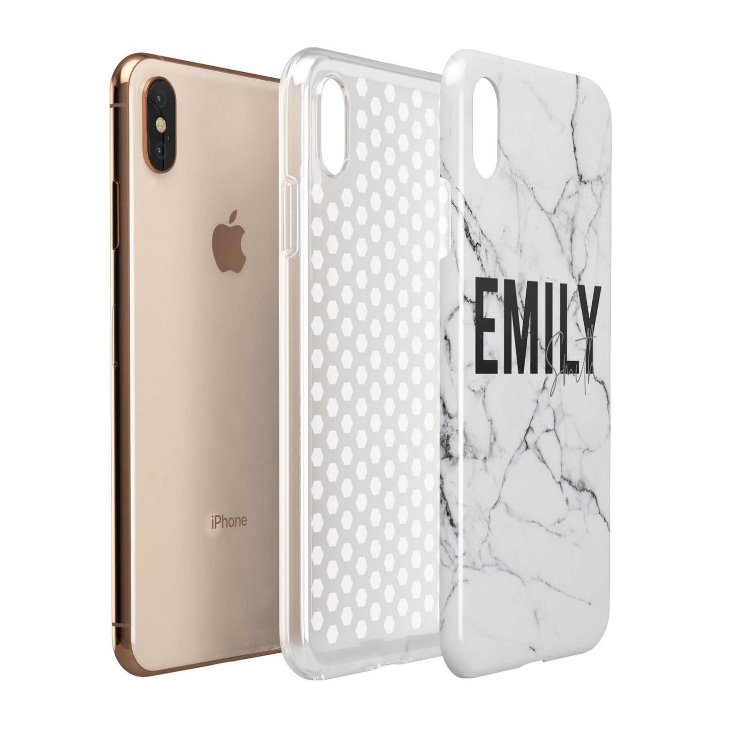 Black and White Personalised Marble Block Text Apple iPhone Xs Max 3D Tough Case Expanded View