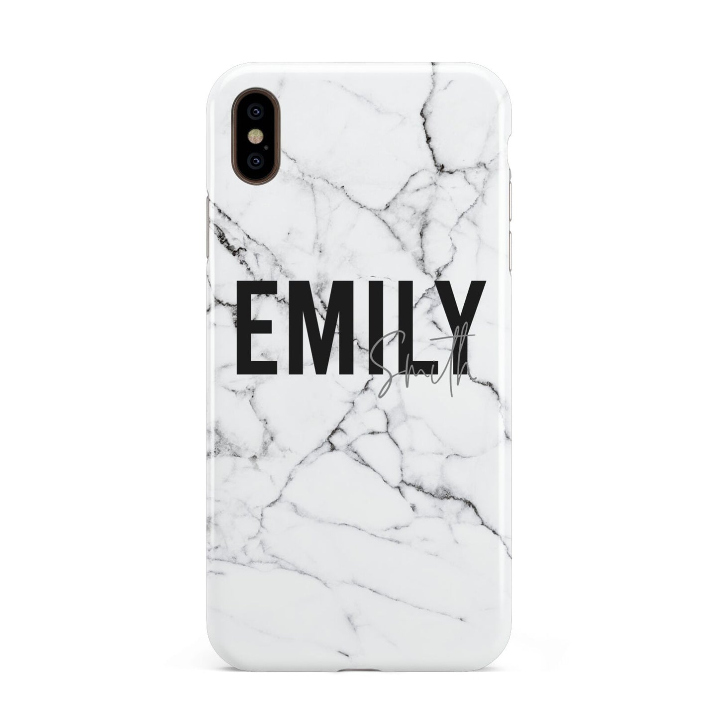 Black and White Personalised Marble Block Text Apple iPhone Xs Max 3D Tough Case
