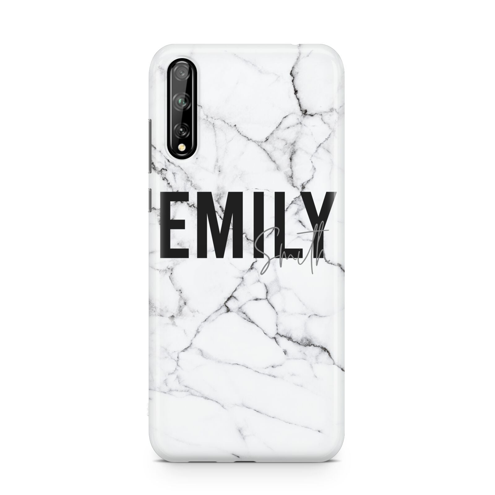 Black and White Personalised Marble Block Text Huawei Enjoy 10s Phone Case