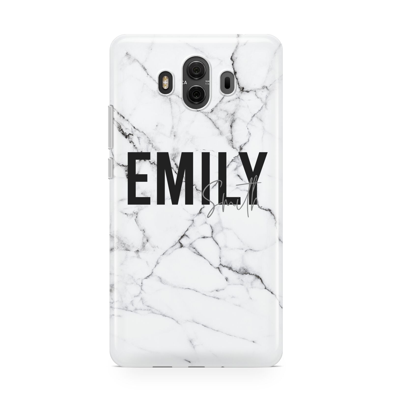 Black and White Personalised Marble Block Text Huawei Mate 10 Protective Phone Case