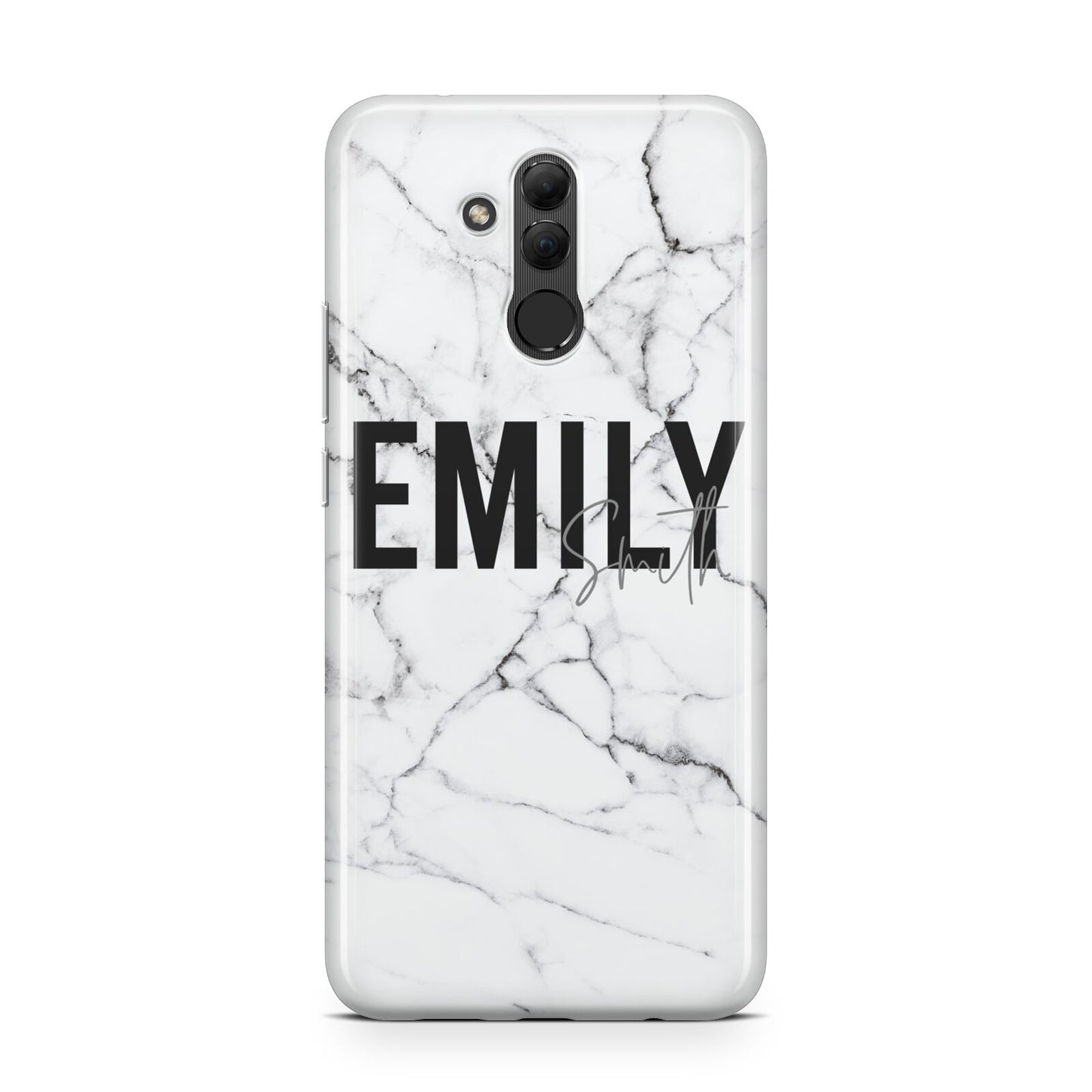 Black and White Personalised Marble Block Text Huawei Mate 20 Lite