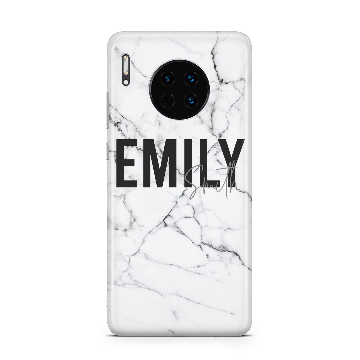 Black and White Personalised Marble Block Text Huawei Mate 30