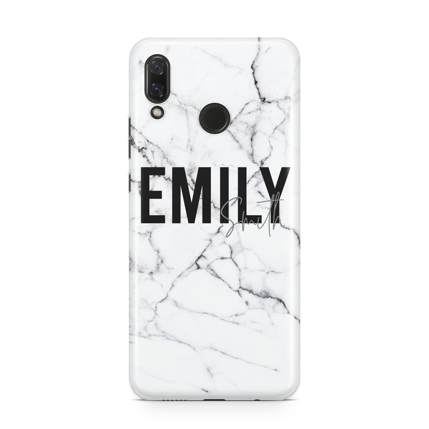 Black and White Personalised Marble Block Text Huawei Nova 3 Phone Case