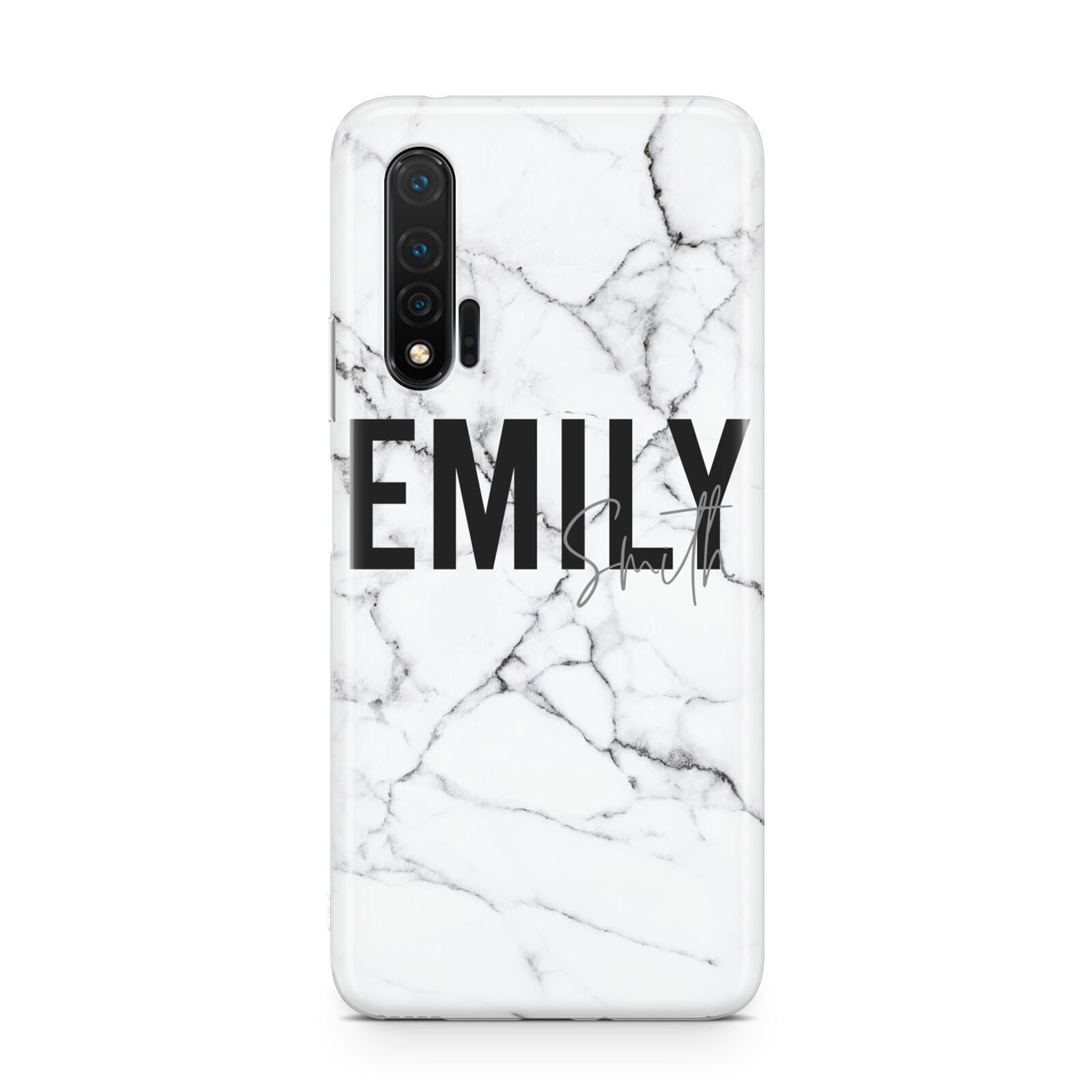 Black and White Personalised Marble Block Text Huawei Nova 6 Phone Case