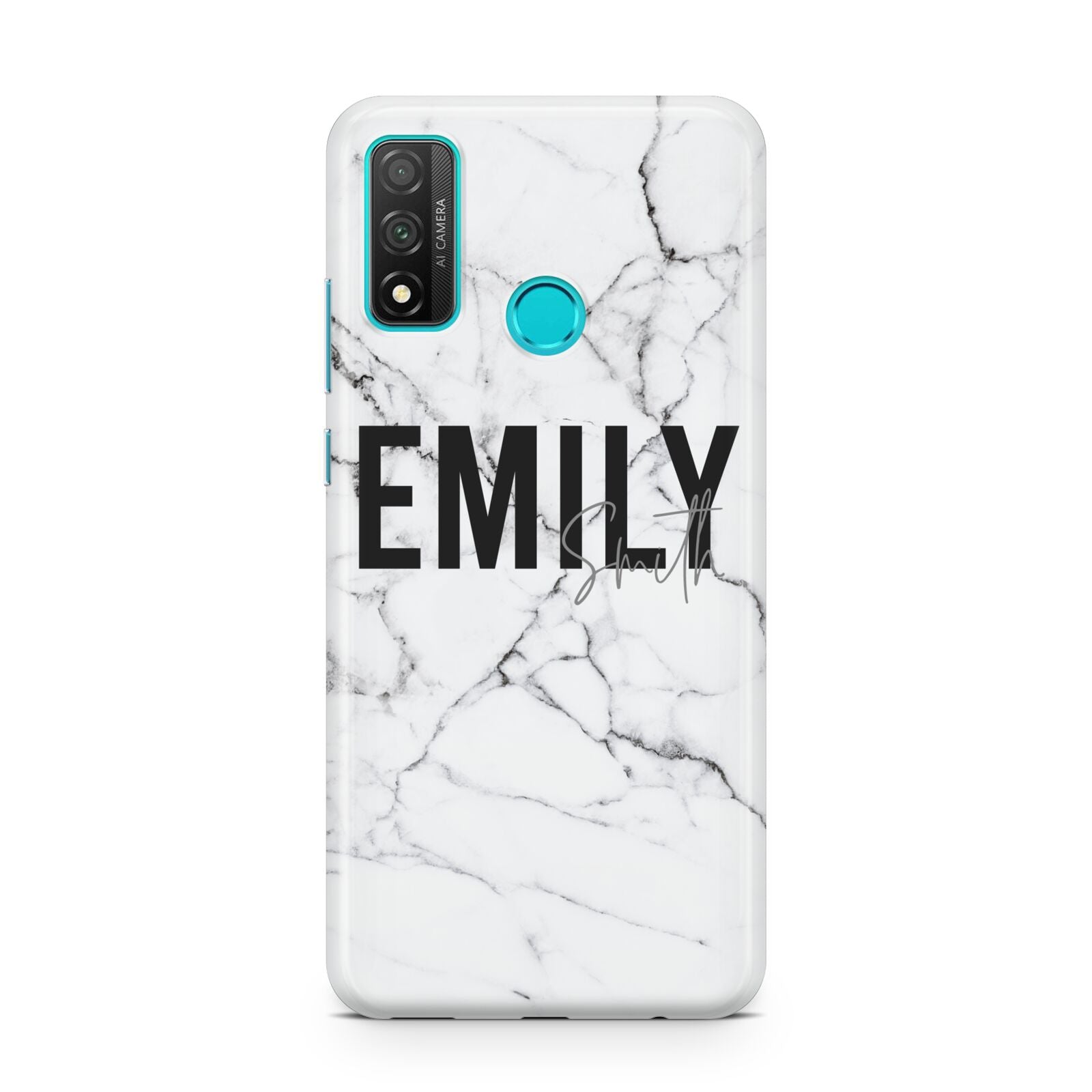 Black and White Personalised Marble Block Text Huawei P Smart 2020