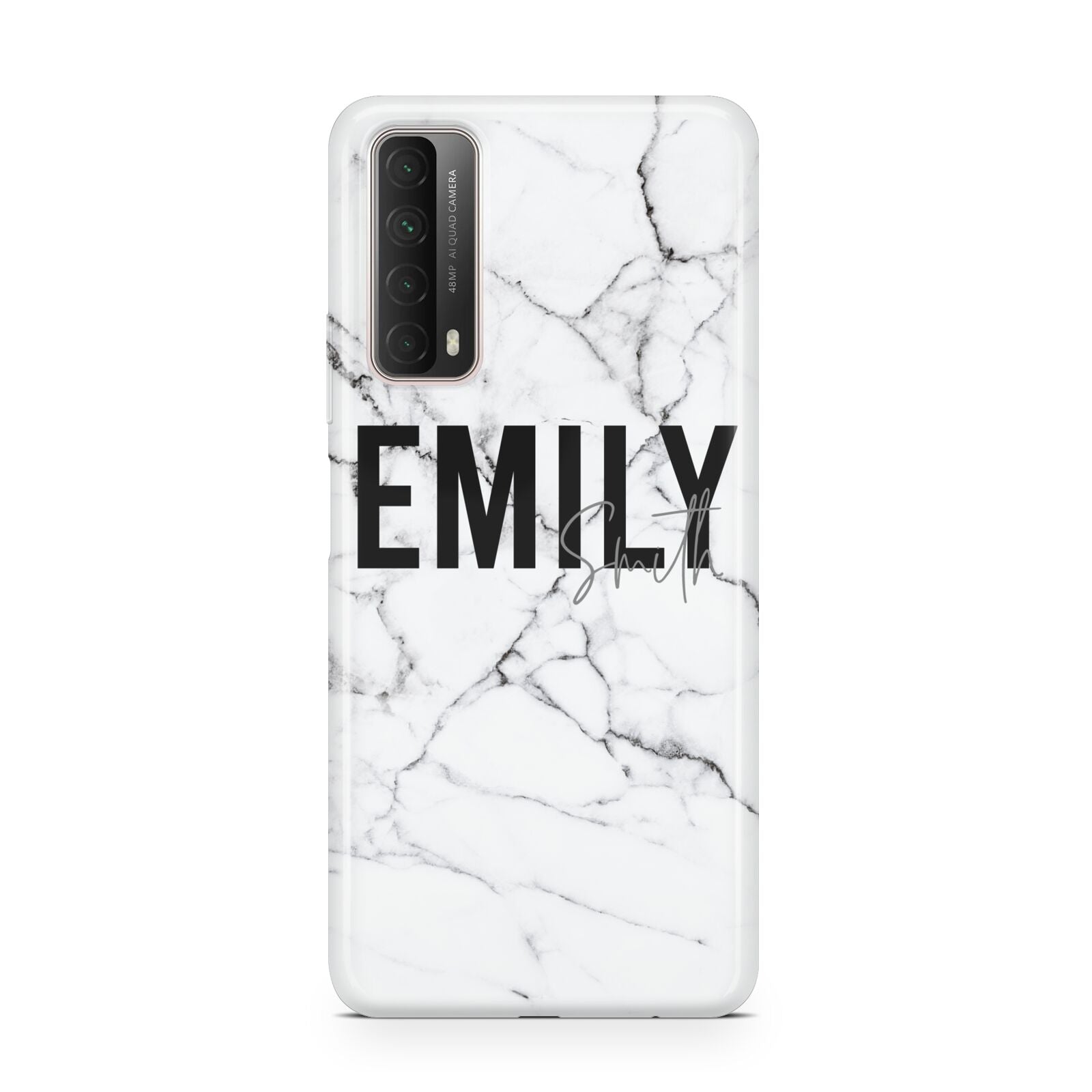 Black and White Personalised Marble Block Text Huawei P Smart 2021