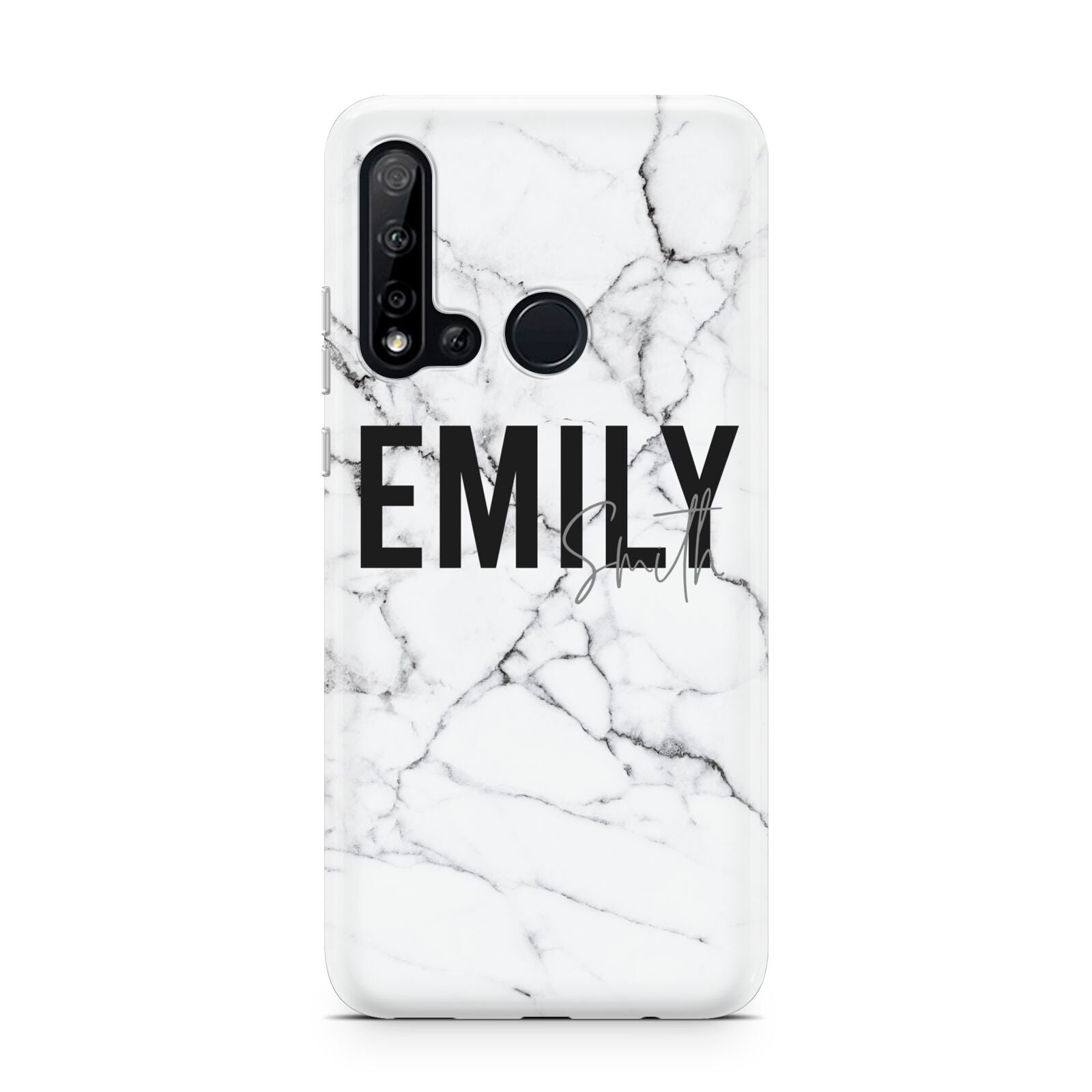 Black and White Personalised Marble Block Text Huawei P20 Lite 5G Phone Case