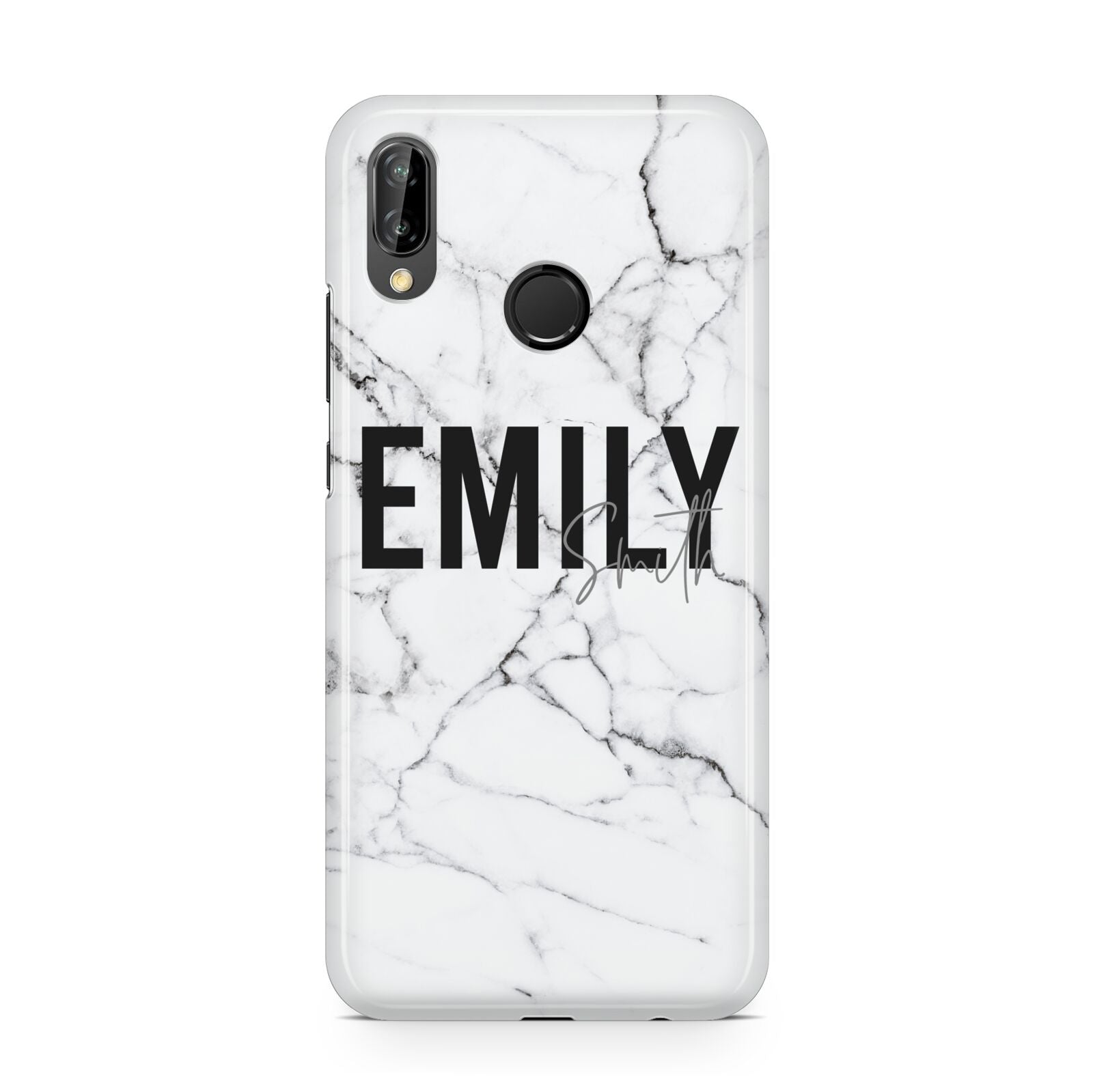 Black and White Personalised Marble Block Text Huawei P20 Lite Phone Case