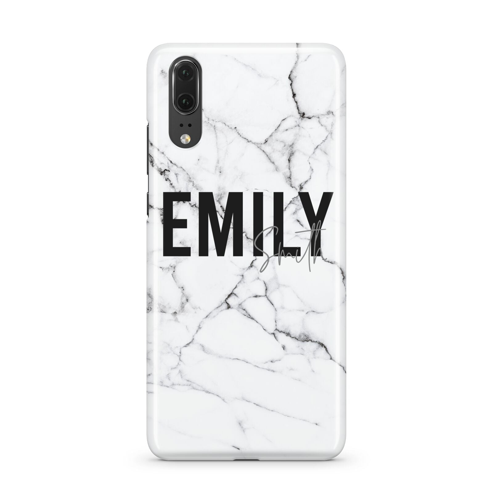 Black and White Personalised Marble Block Text Huawei P20 Phone Case