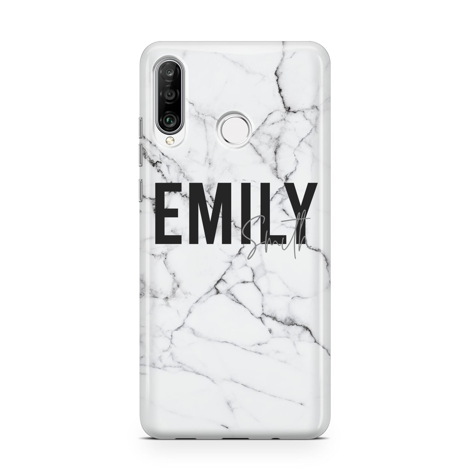 Black and White Personalised Marble Block Text Huawei P30 Lite Phone Case