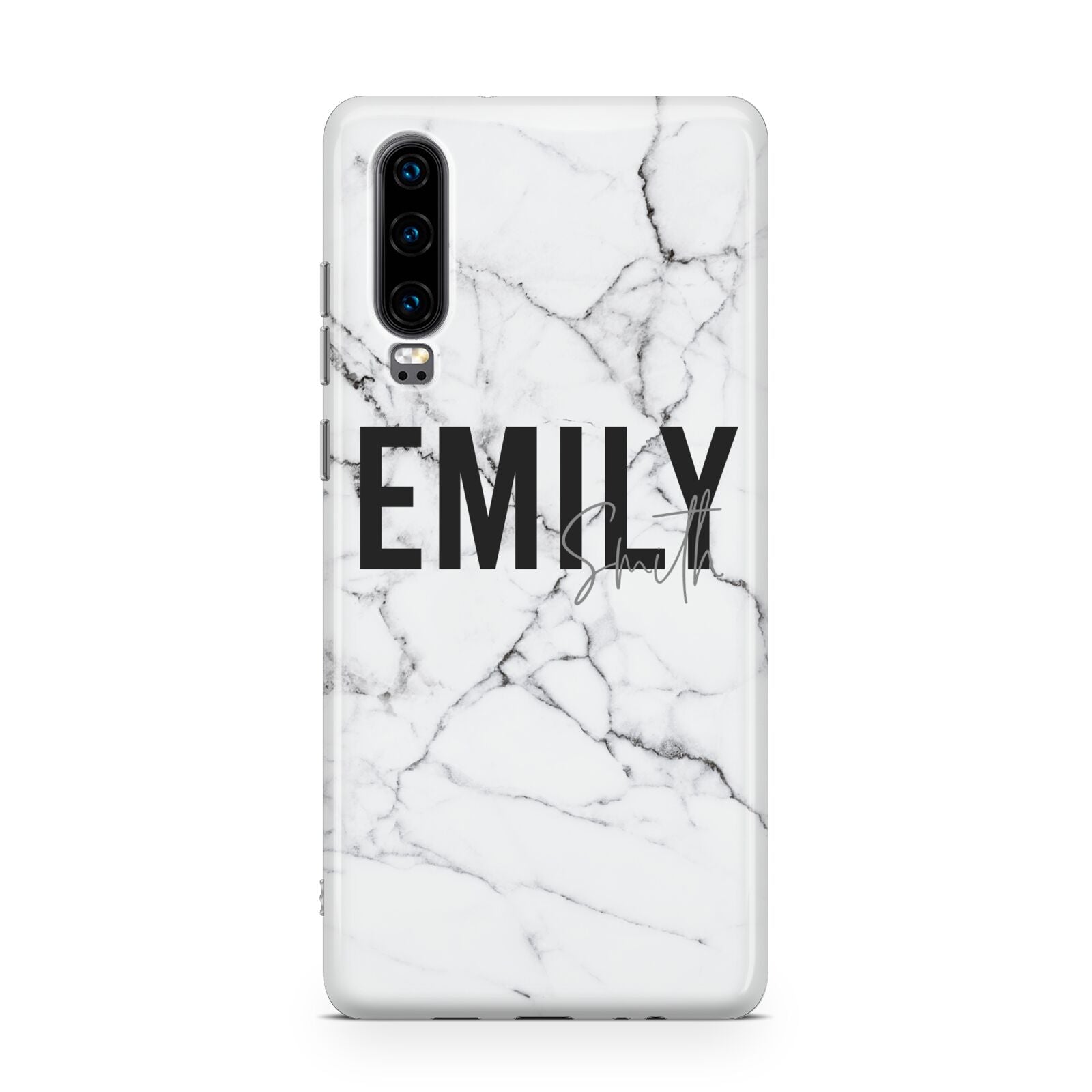 Black and White Personalised Marble Block Text Huawei P30 Phone Case