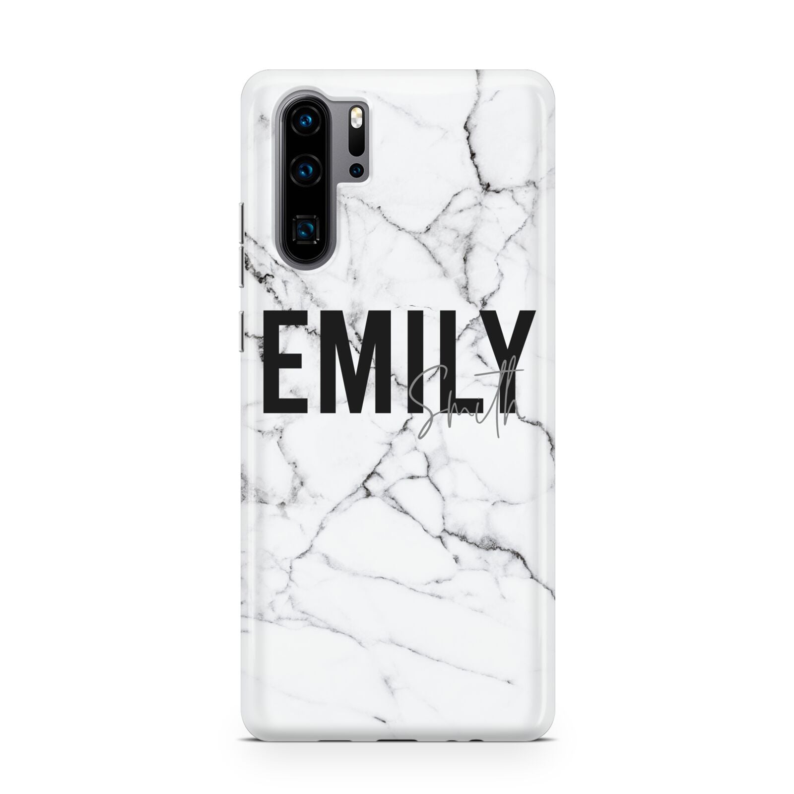 Black and White Personalised Marble Block Text Huawei P30 Pro Phone Case