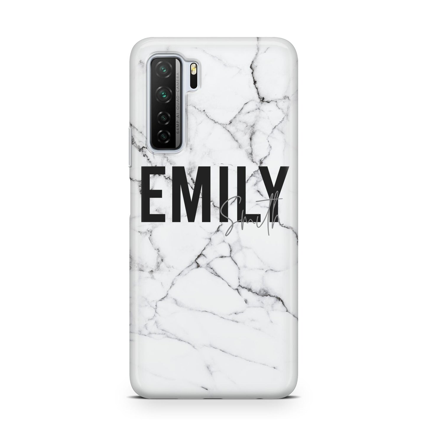 Black and White Personalised Marble Block Text Huawei P40 Lite 5G Phone Case