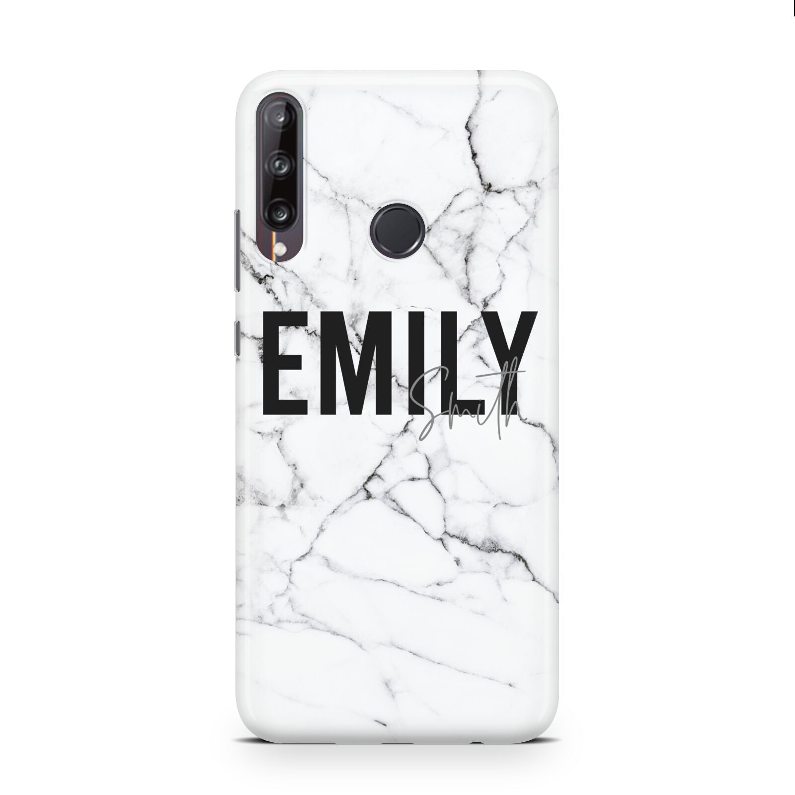 Black and White Personalised Marble Block Text Huawei P40 Lite E Phone Case